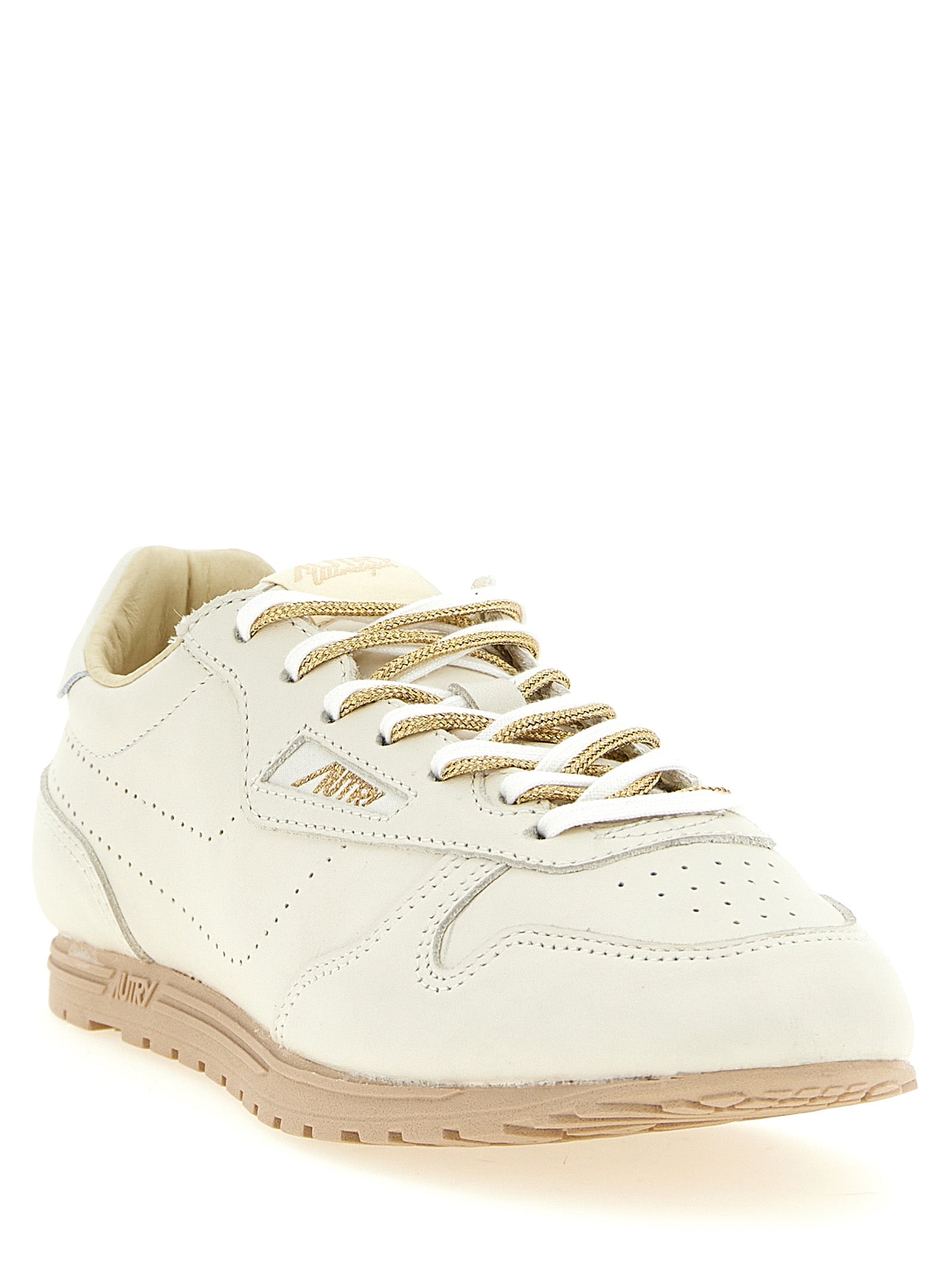 Beige Cowhide Low Top Sneakers