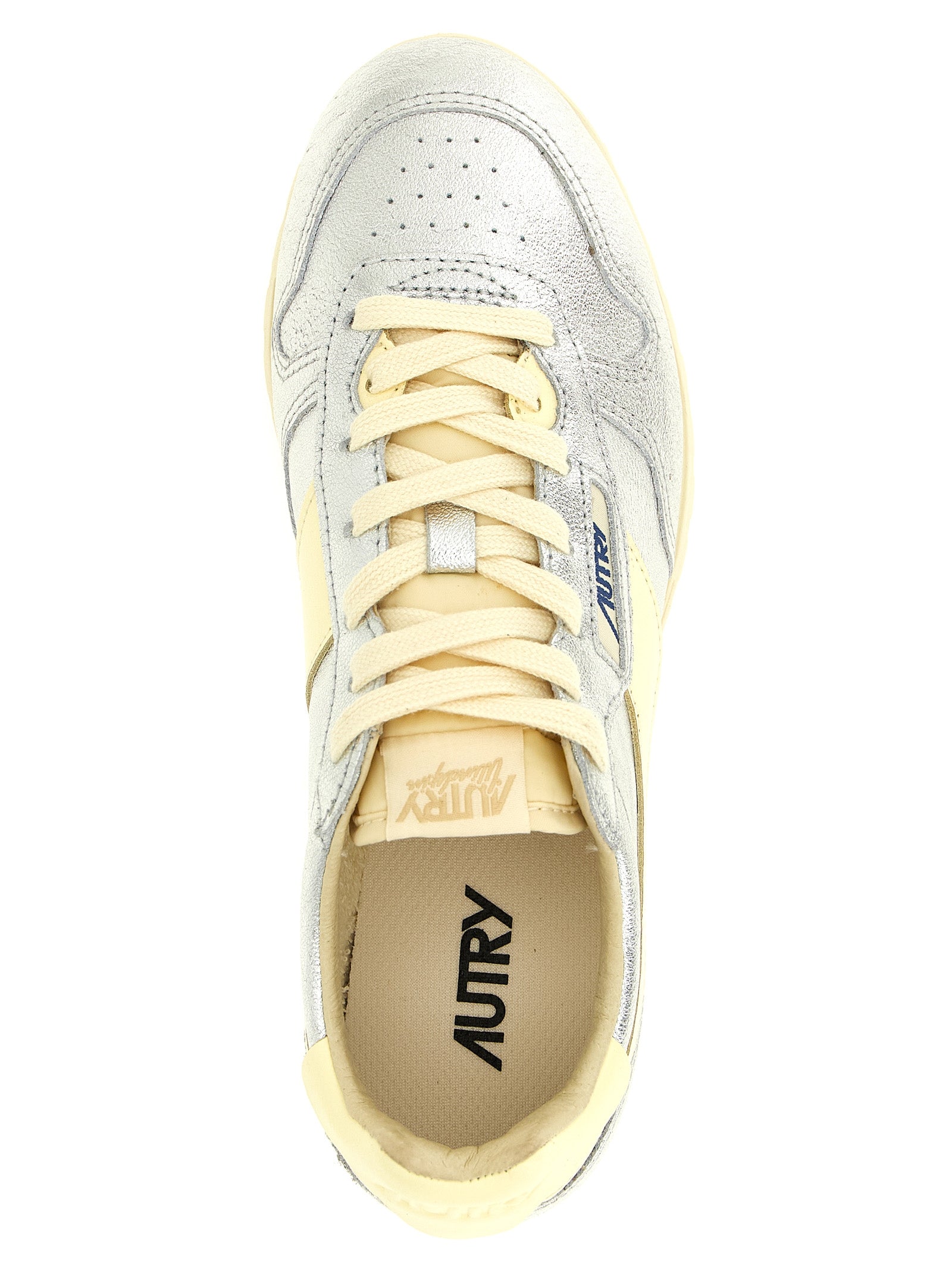 Silver Cowhide Low Top Sneakers