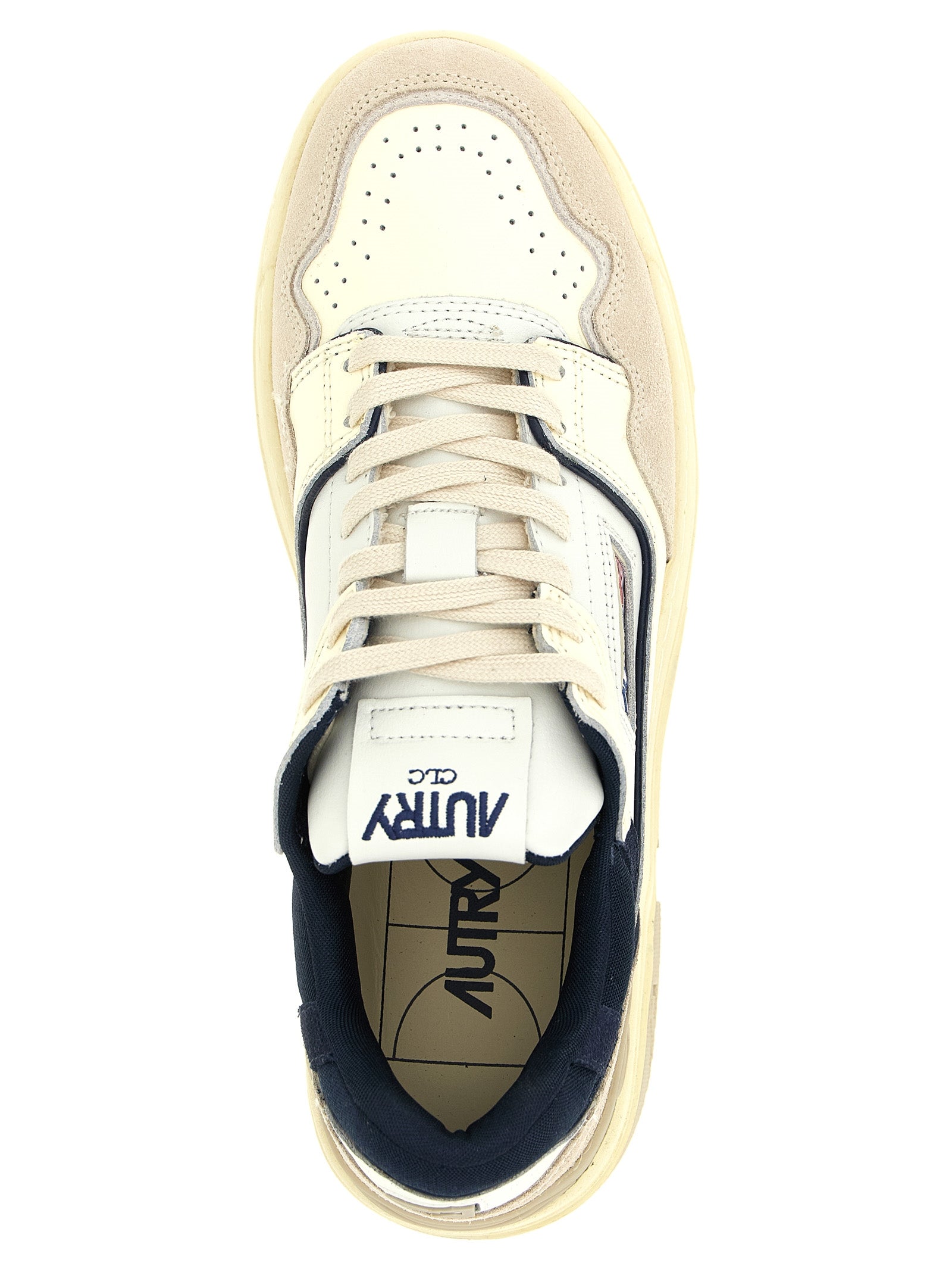 Blue Cowhide Low Top Sneakers