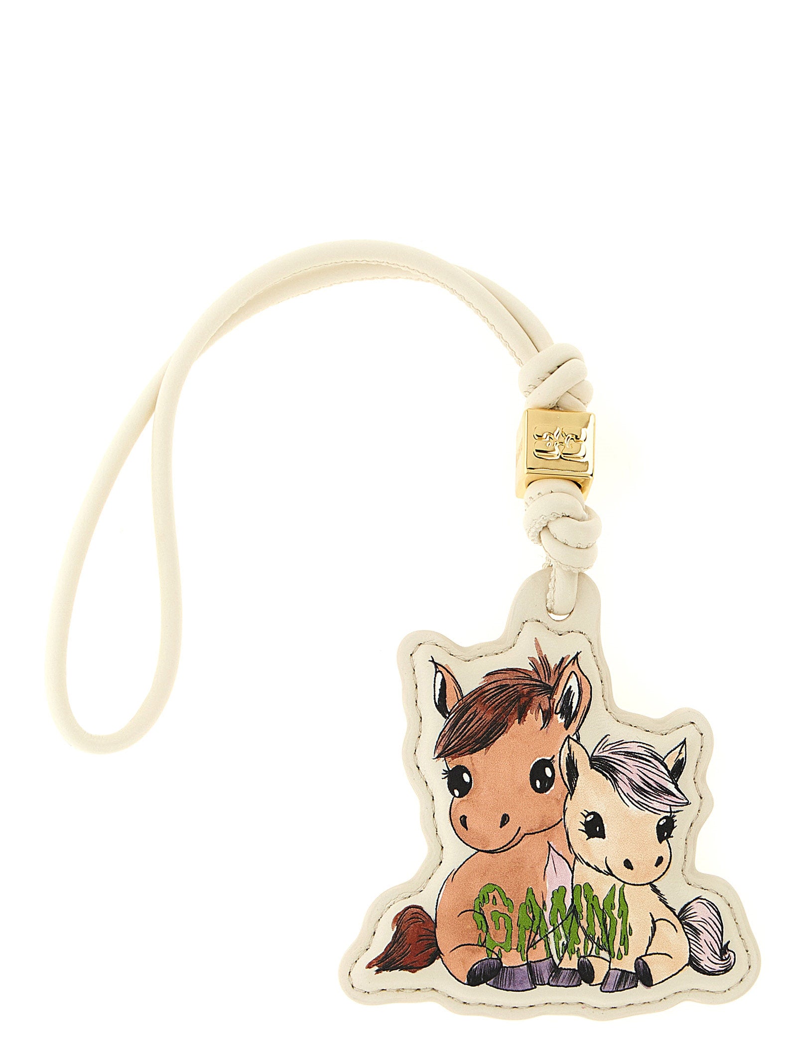 Beige Leather Keychain