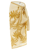 Beige Cotton Midi Skirt