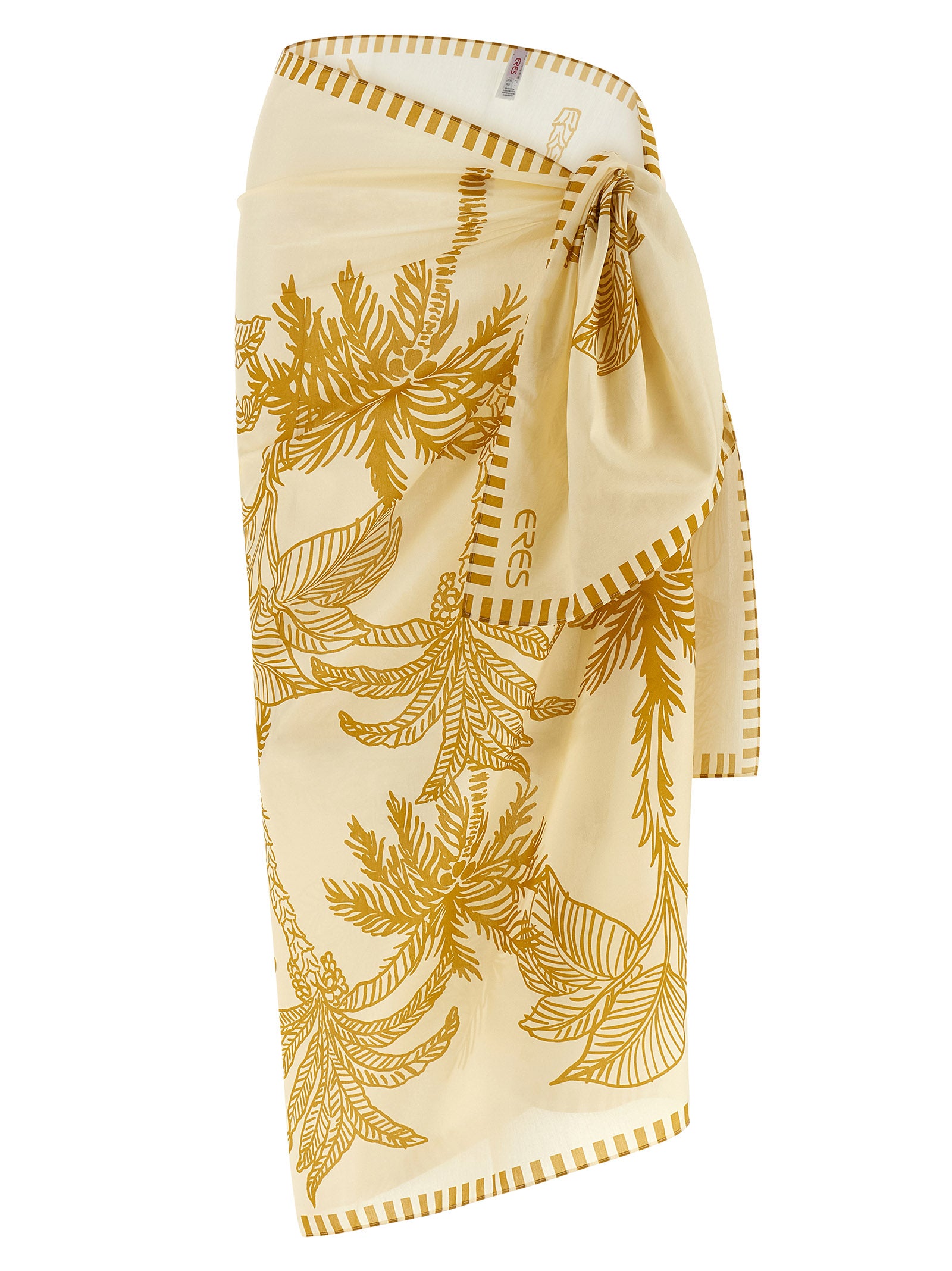 Beige Cotton Midi Skirt