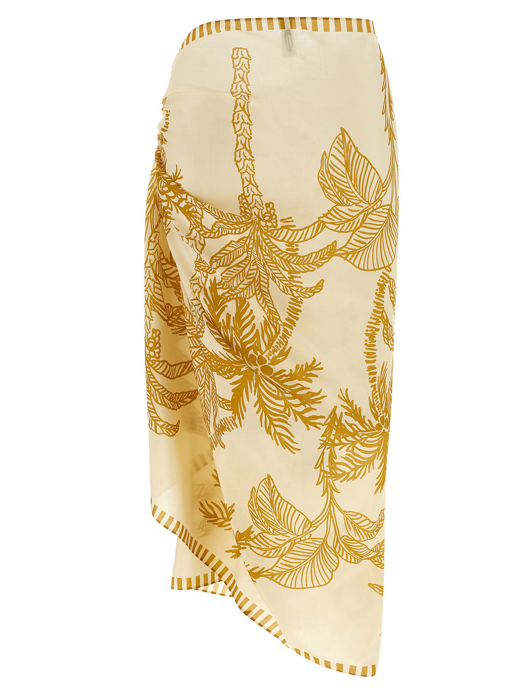 Beige Cotton Midi Skirt