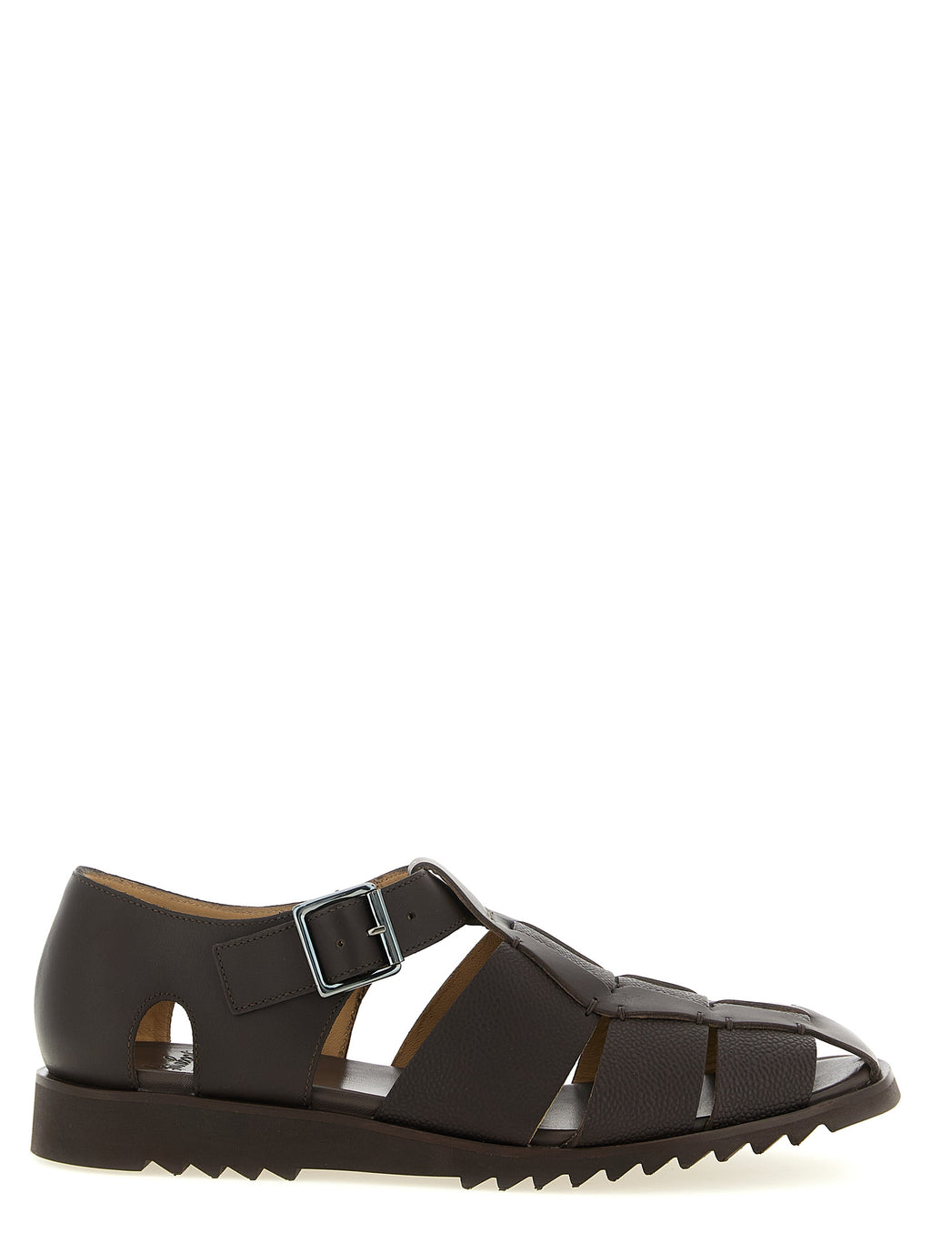 Brown Calfskin Flat Sandals