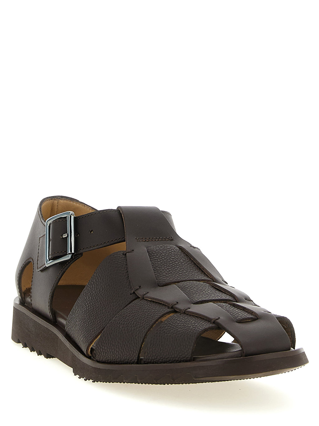 Brown Calfskin Flat Sandals