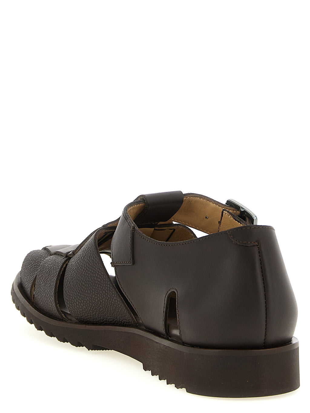 Brown Calfskin Flat Sandals