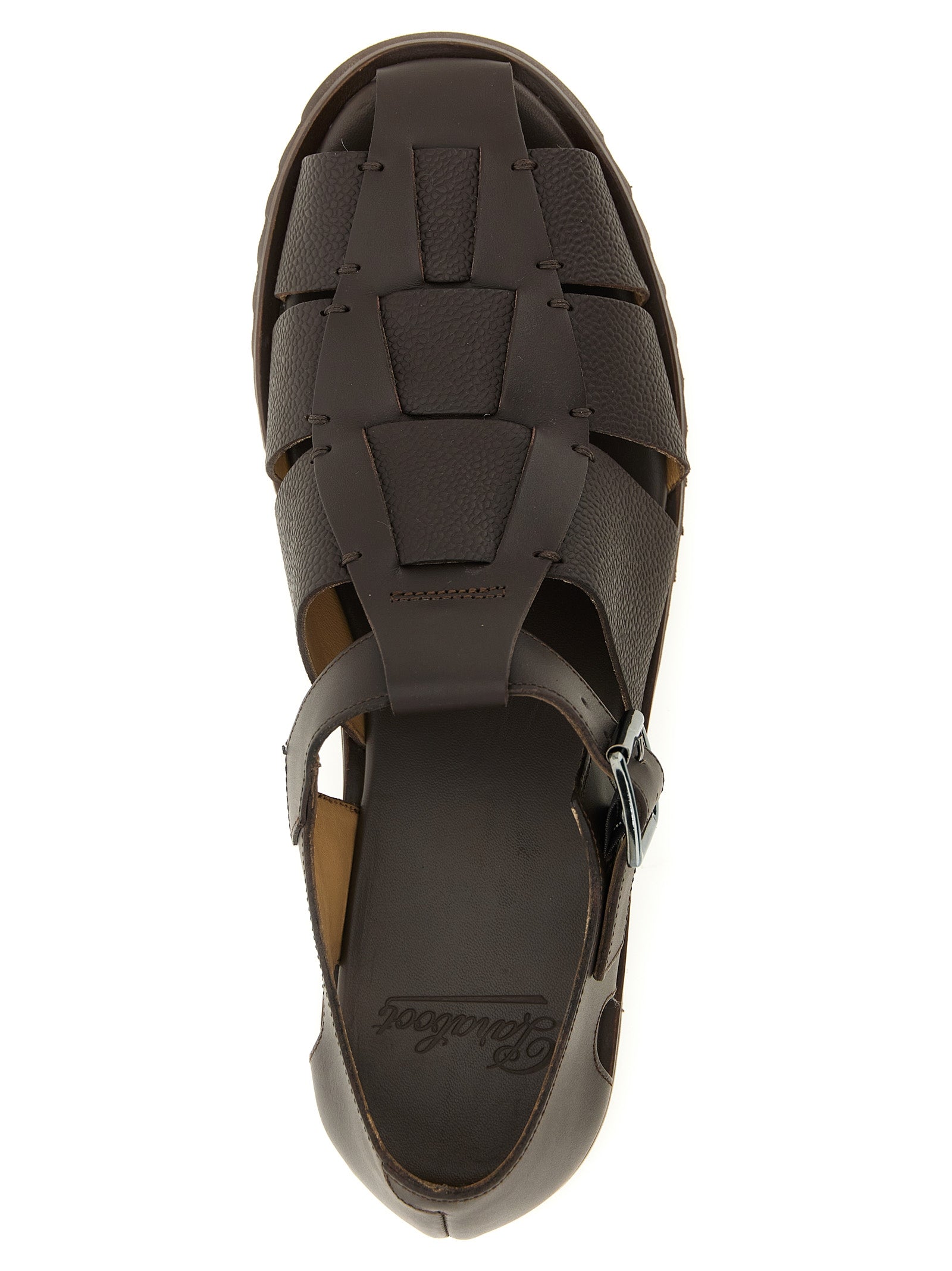 Brown Calfskin Flat Sandals