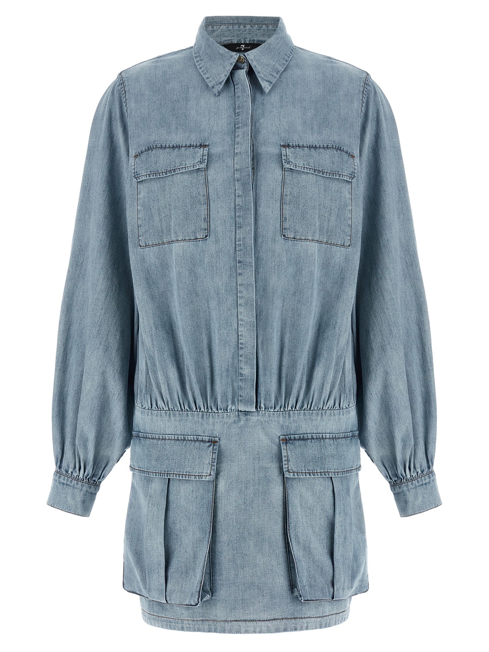 Blue Cotton Short Dress