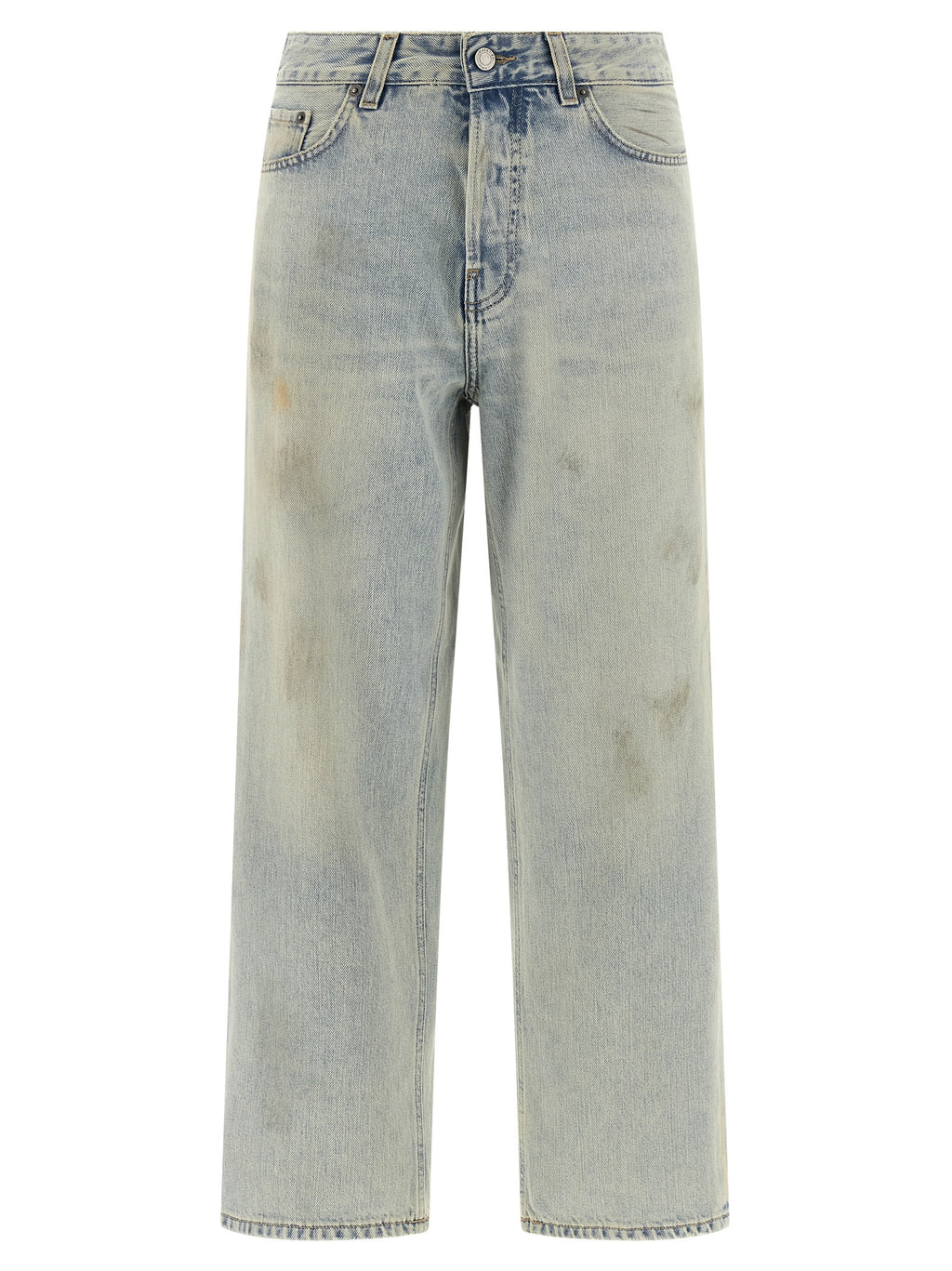 Blue Cotton Cropped Jeans