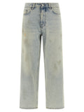 Blue Cotton Cropped Jeans