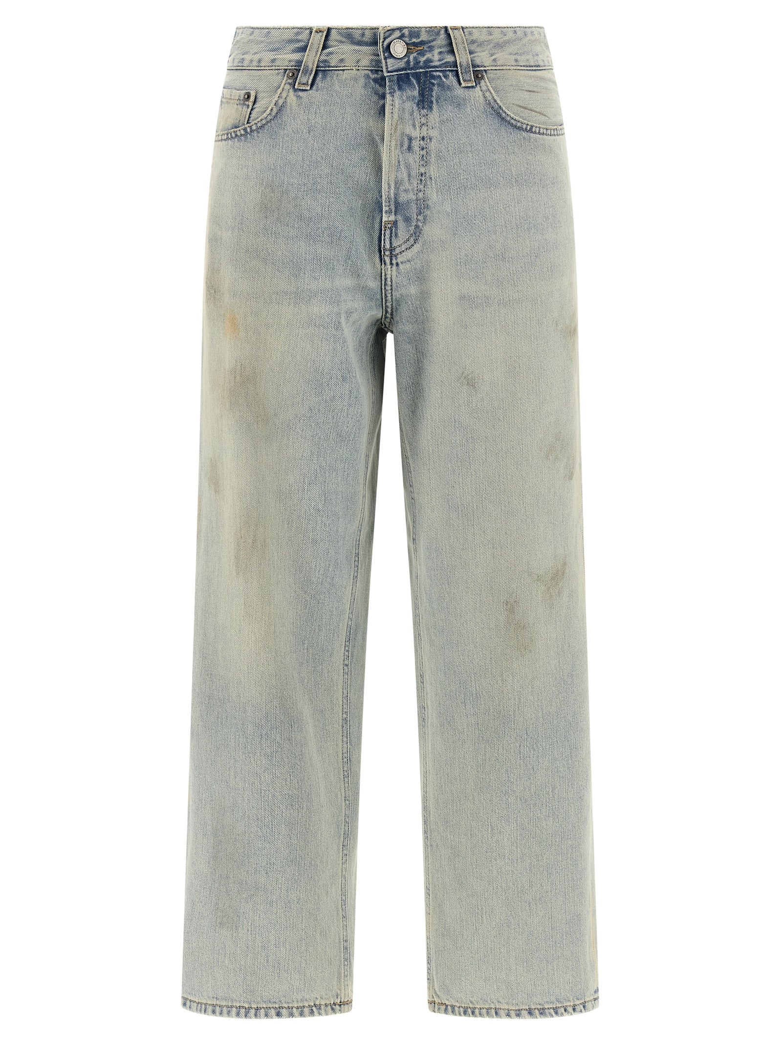 Blue Cotton Cropped Jeans