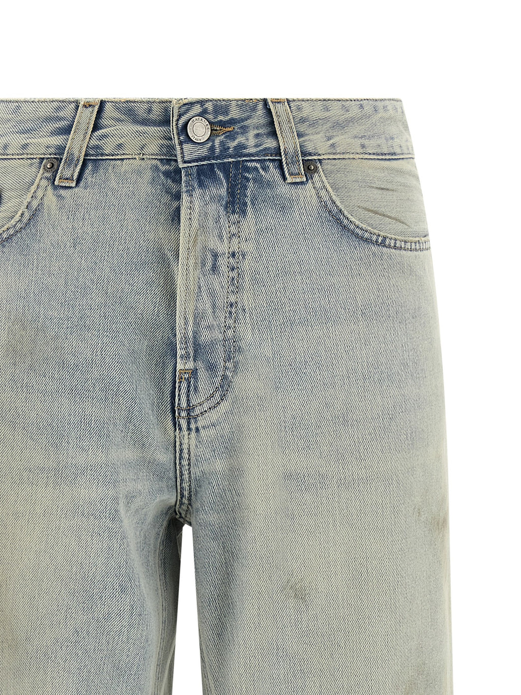 Blue Cotton Cropped Jeans