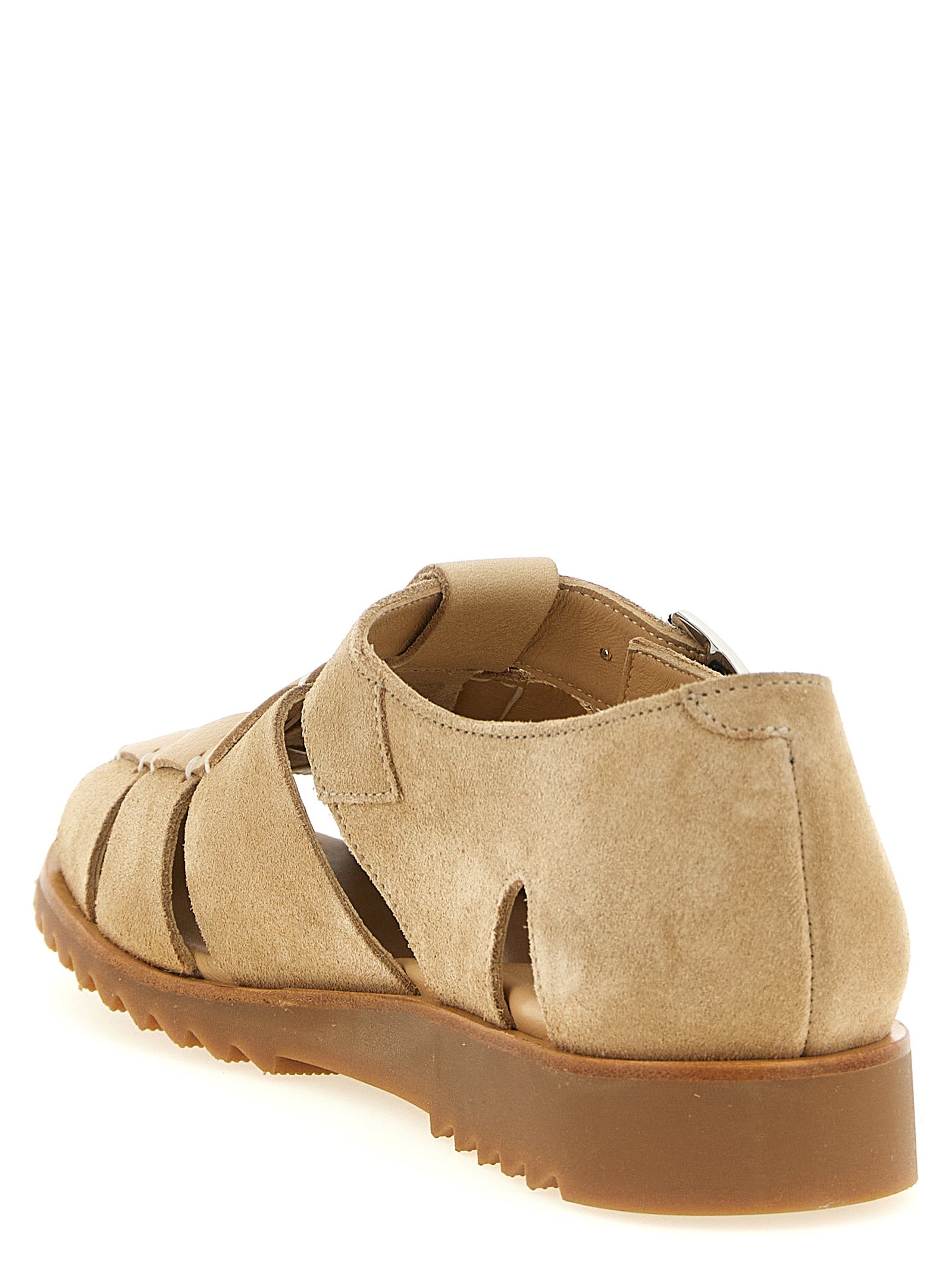 Beige Calfskin Flat Sandals