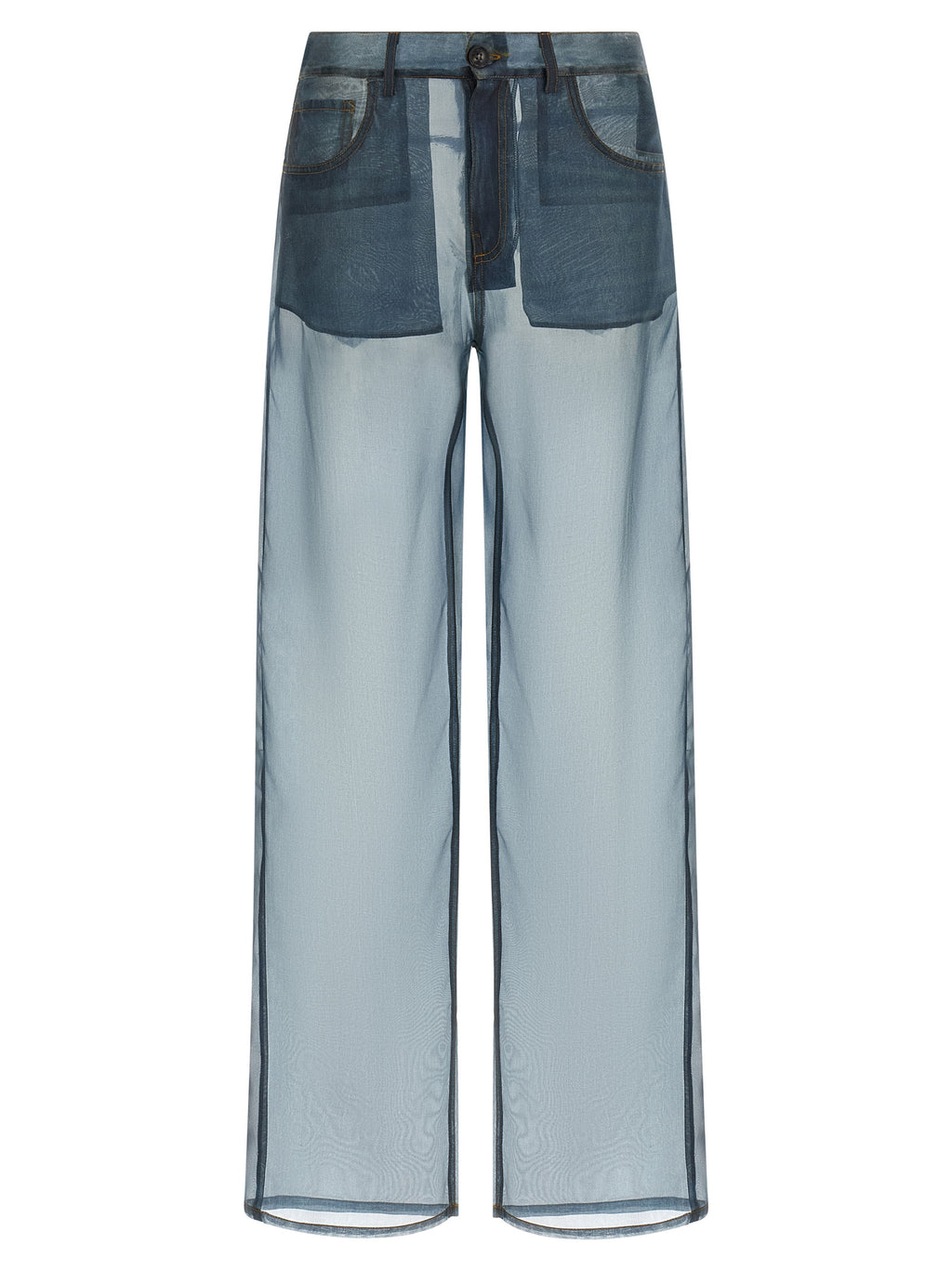 Blue Silk Casual Pants