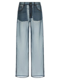 Blue Silk Casual Pants