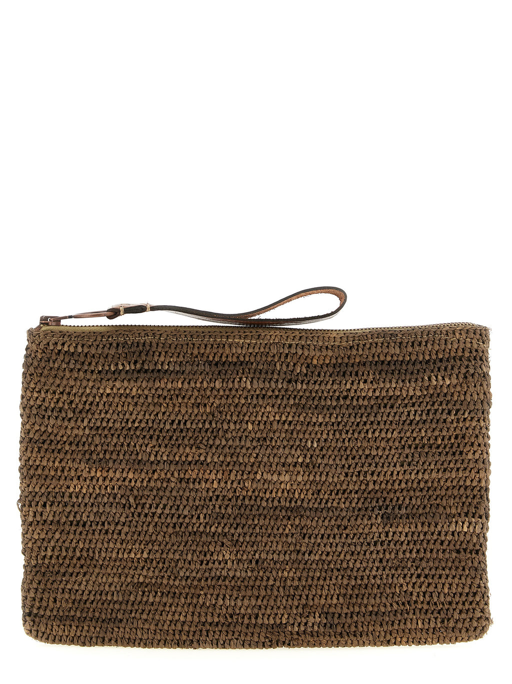 Brown Raffia Clutch Bag