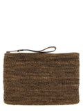 Brown Raffia Clutch Bag