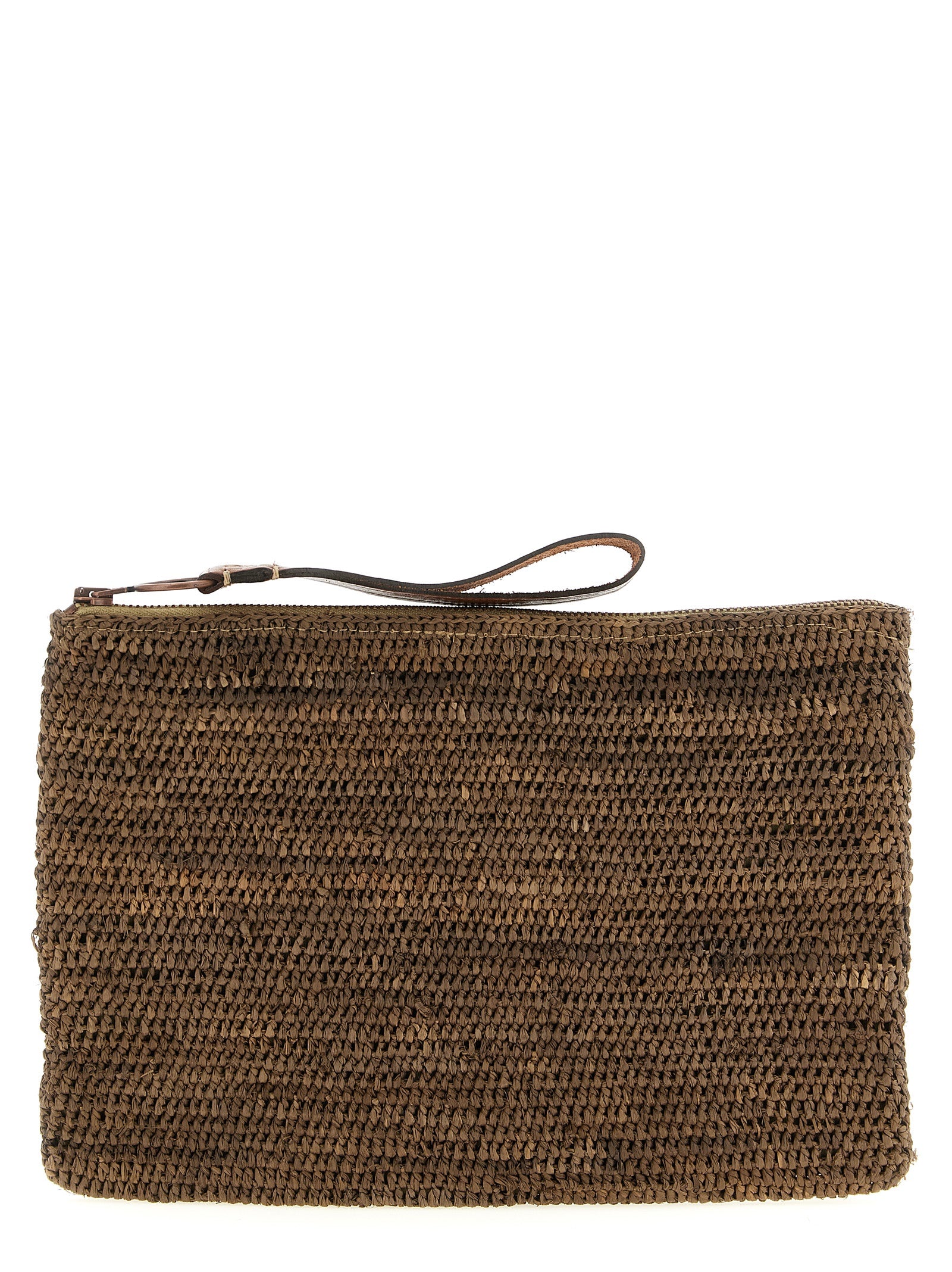 Brown Raffia Clutch Bag