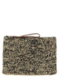 Bicolor Raffia Clutch Bag