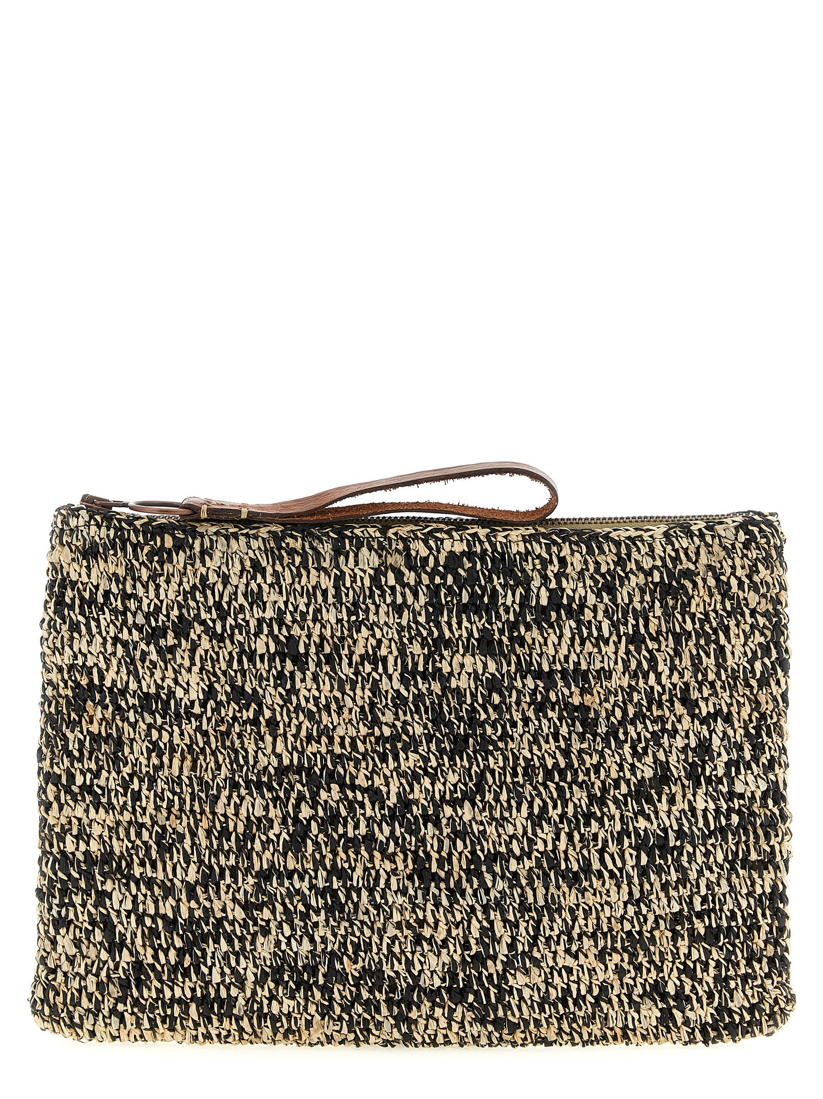 Bicolor Raffia Clutch Bag