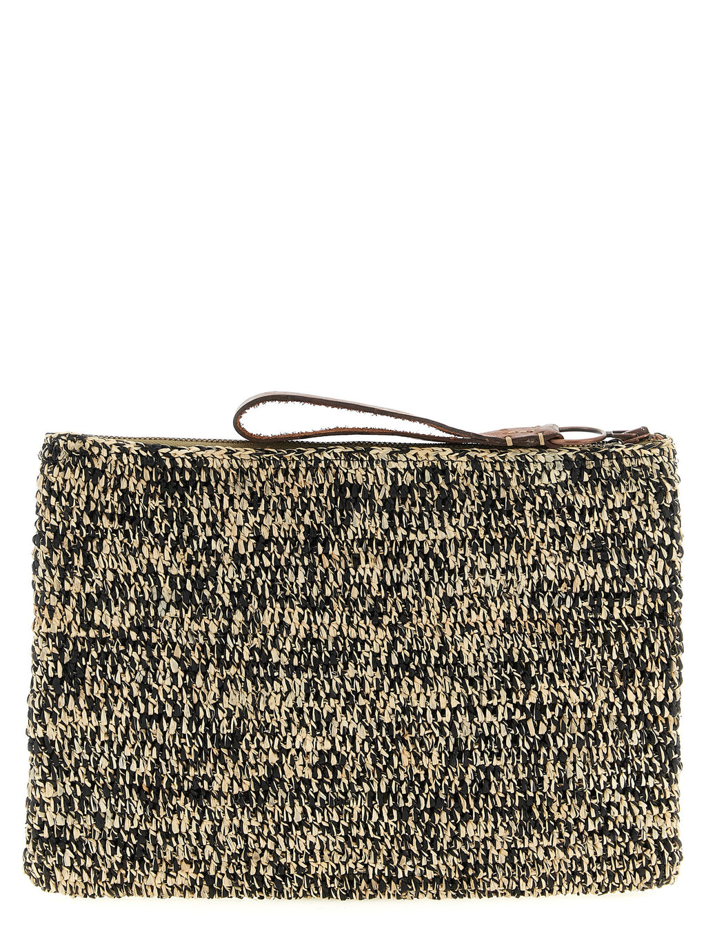 Bicolor Raffia Clutch Bag