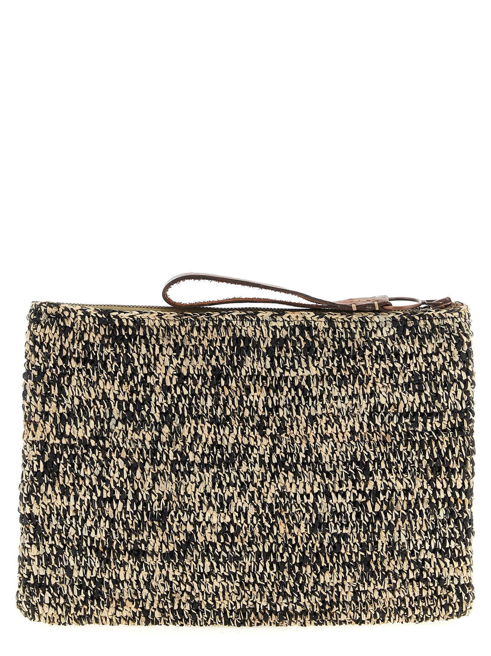 Bicolor Raffia Clutch Bag
