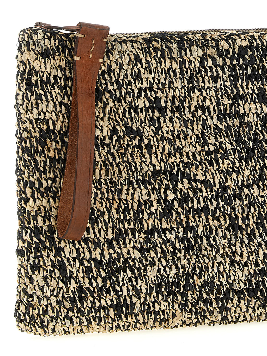 Bicolor Raffia Clutch Bag