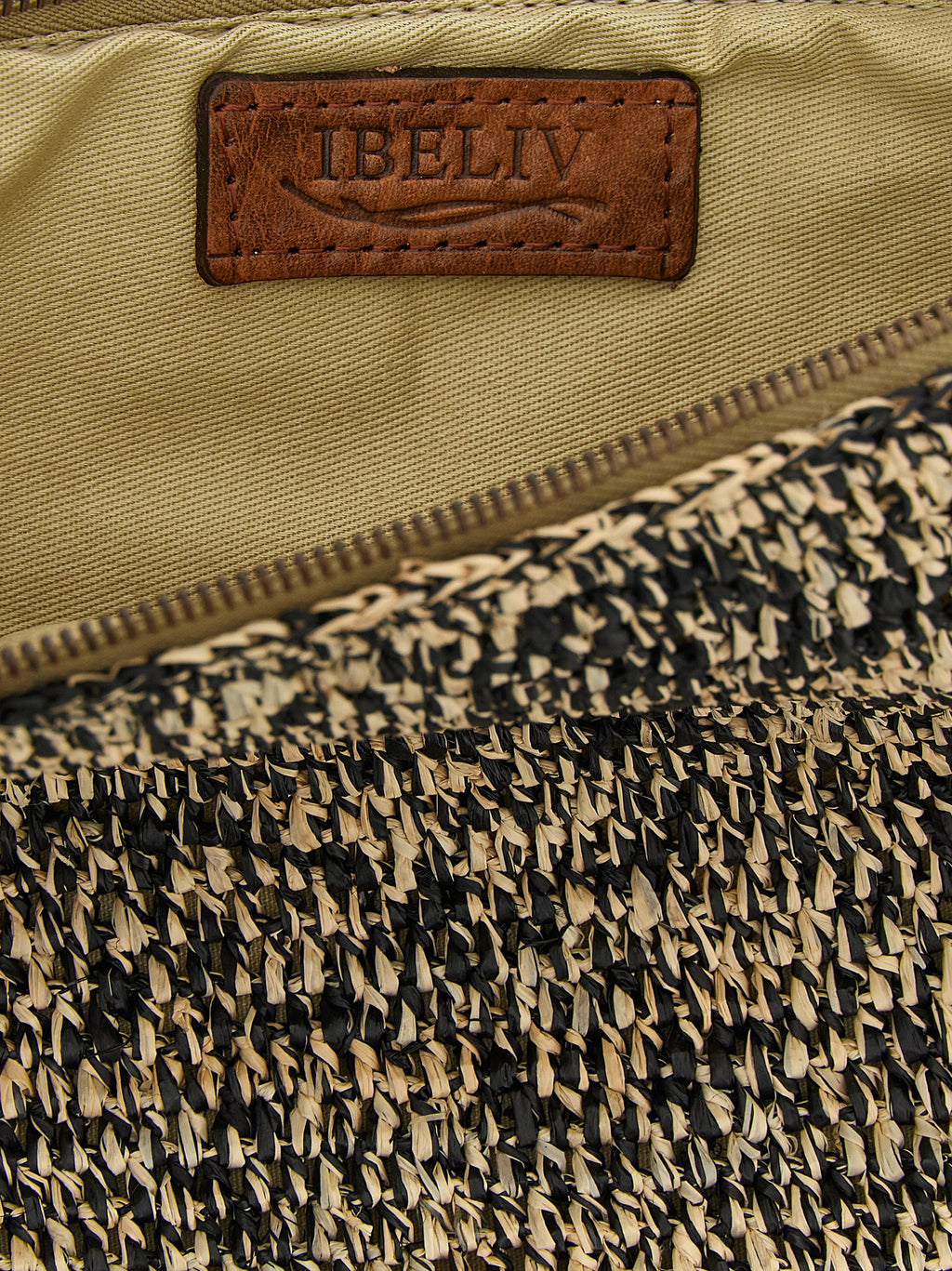 Bicolor Raffia Clutch Bag