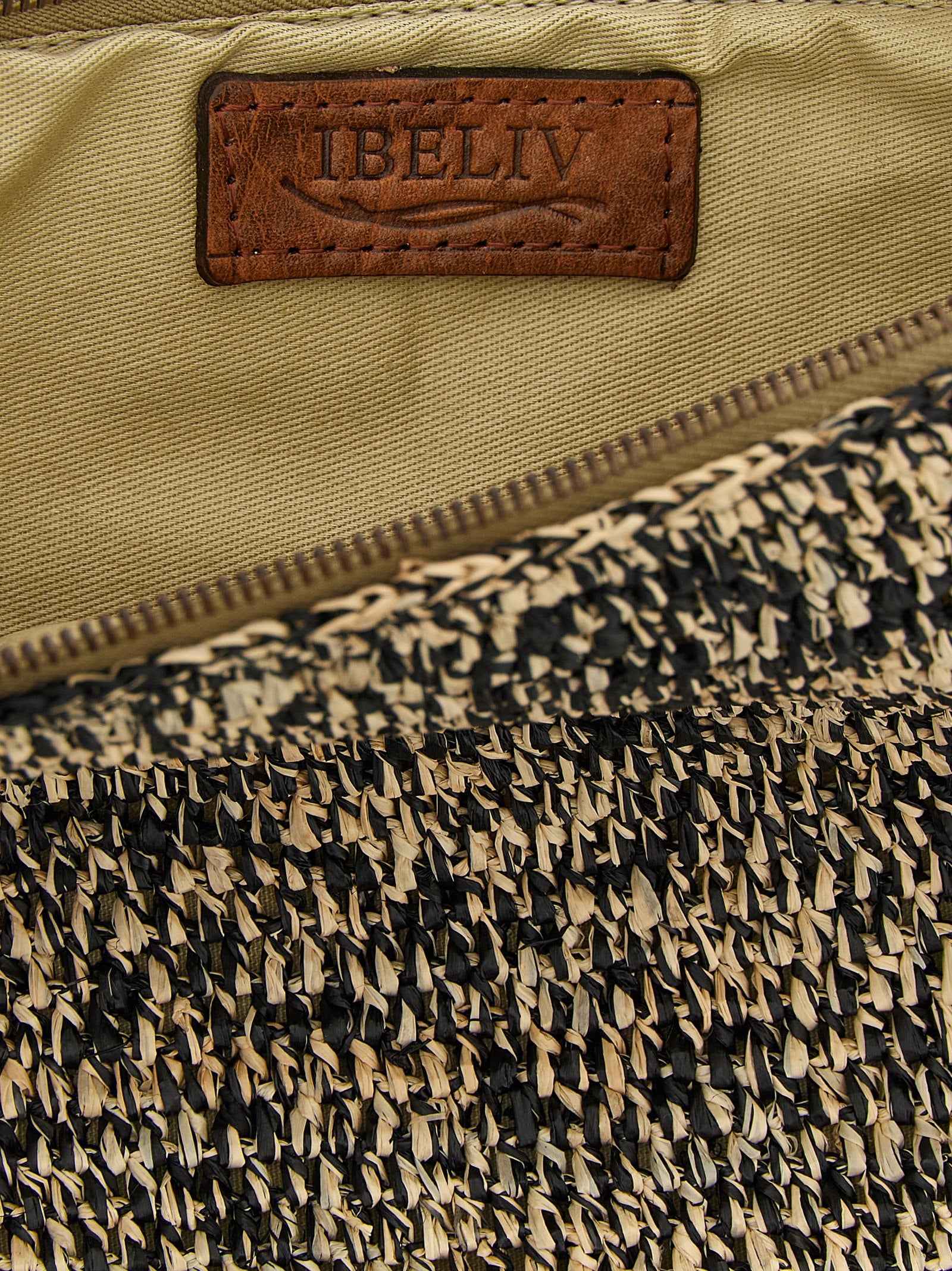 Bicolor Raffia Clutch Bag