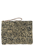 Bicolor Raffia Clutch Bag