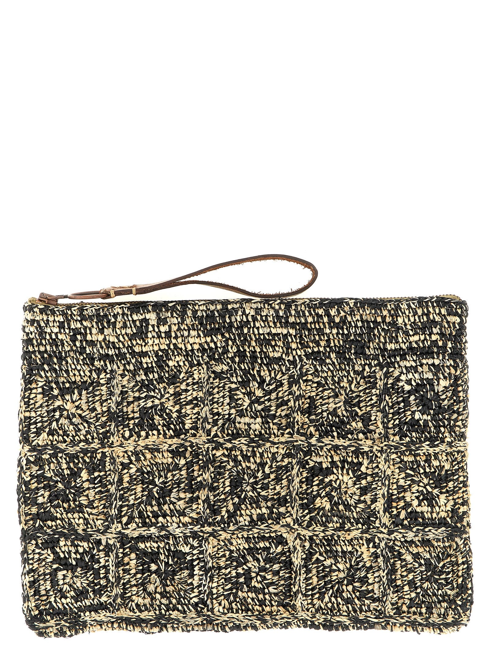 Bicolor Raffia Clutch Bag