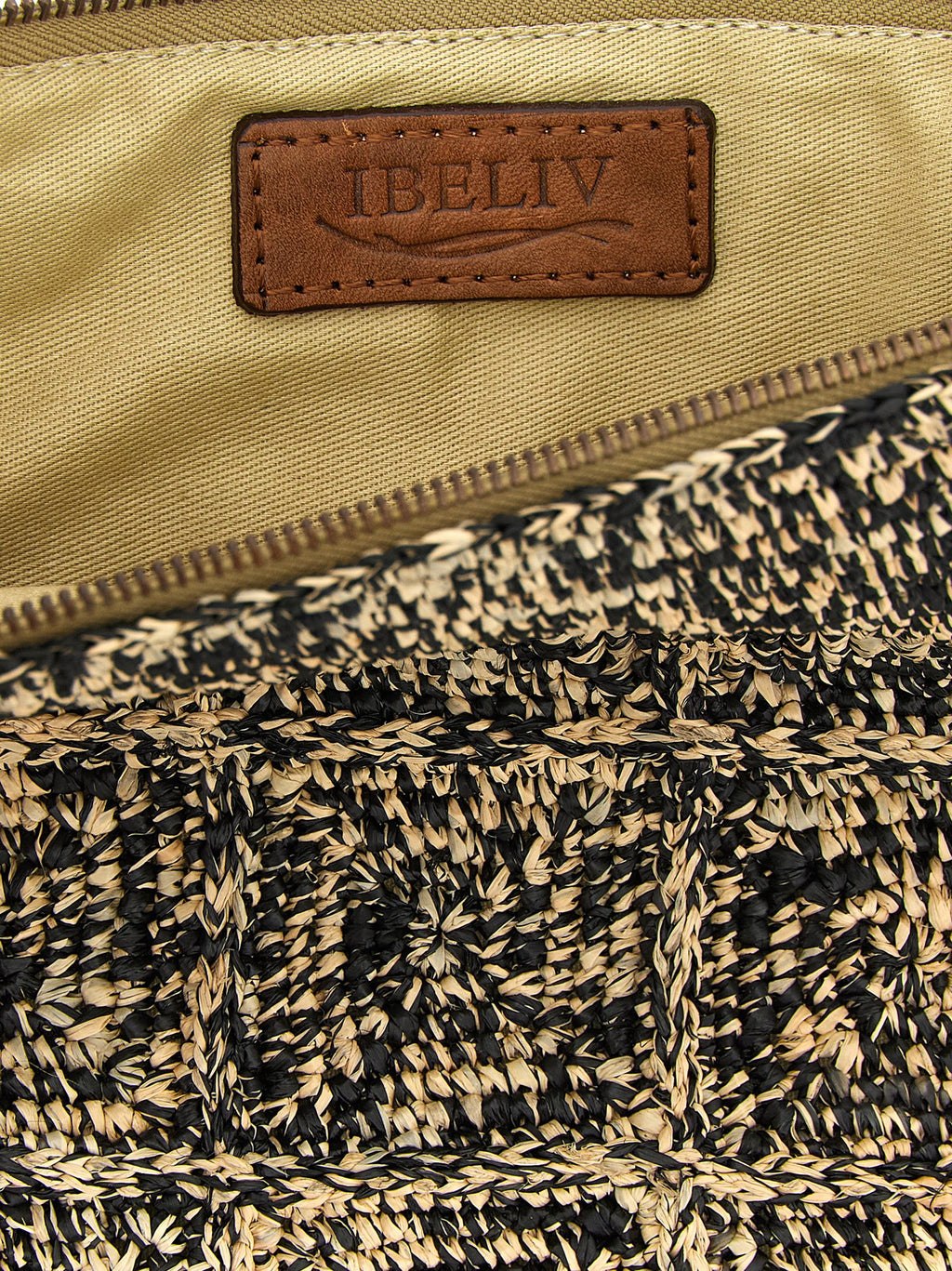 Bicolor Raffia Clutch Bag