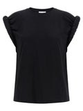 Black Cotton Sleeveles T-Shirt
