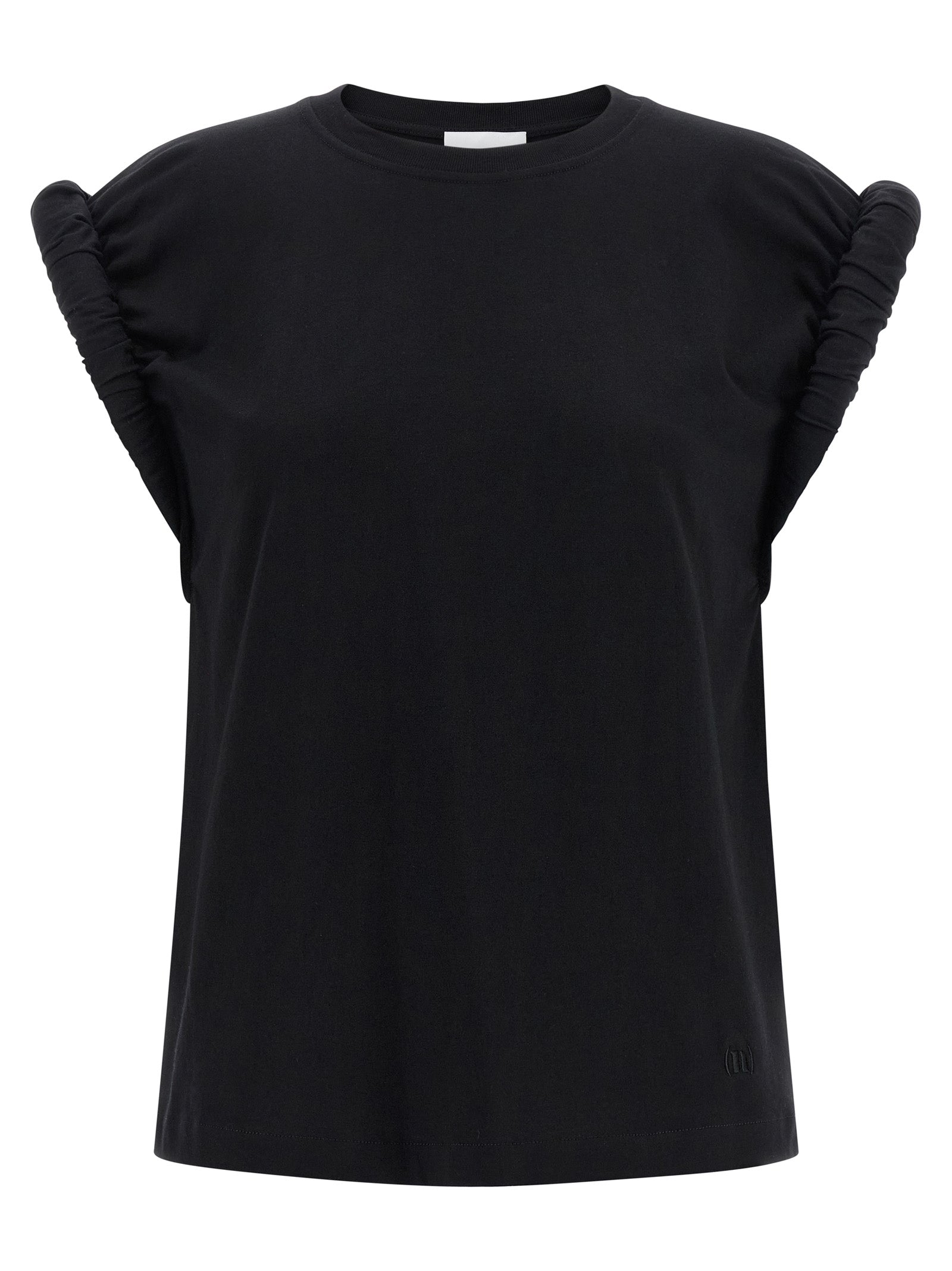 Black Cotton Sleeveles T-Shirt