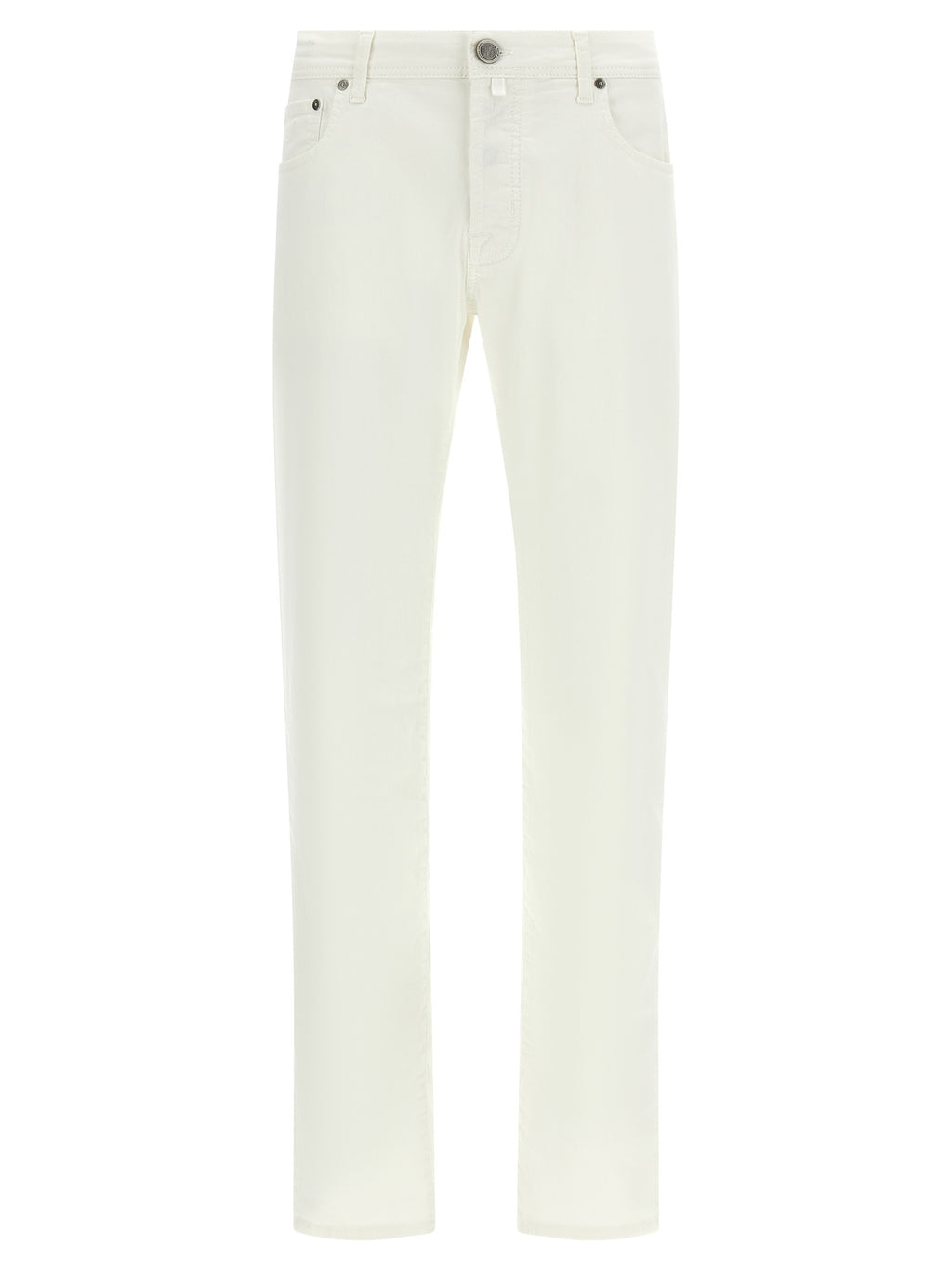 White Cotton Straight-Leg Jeans