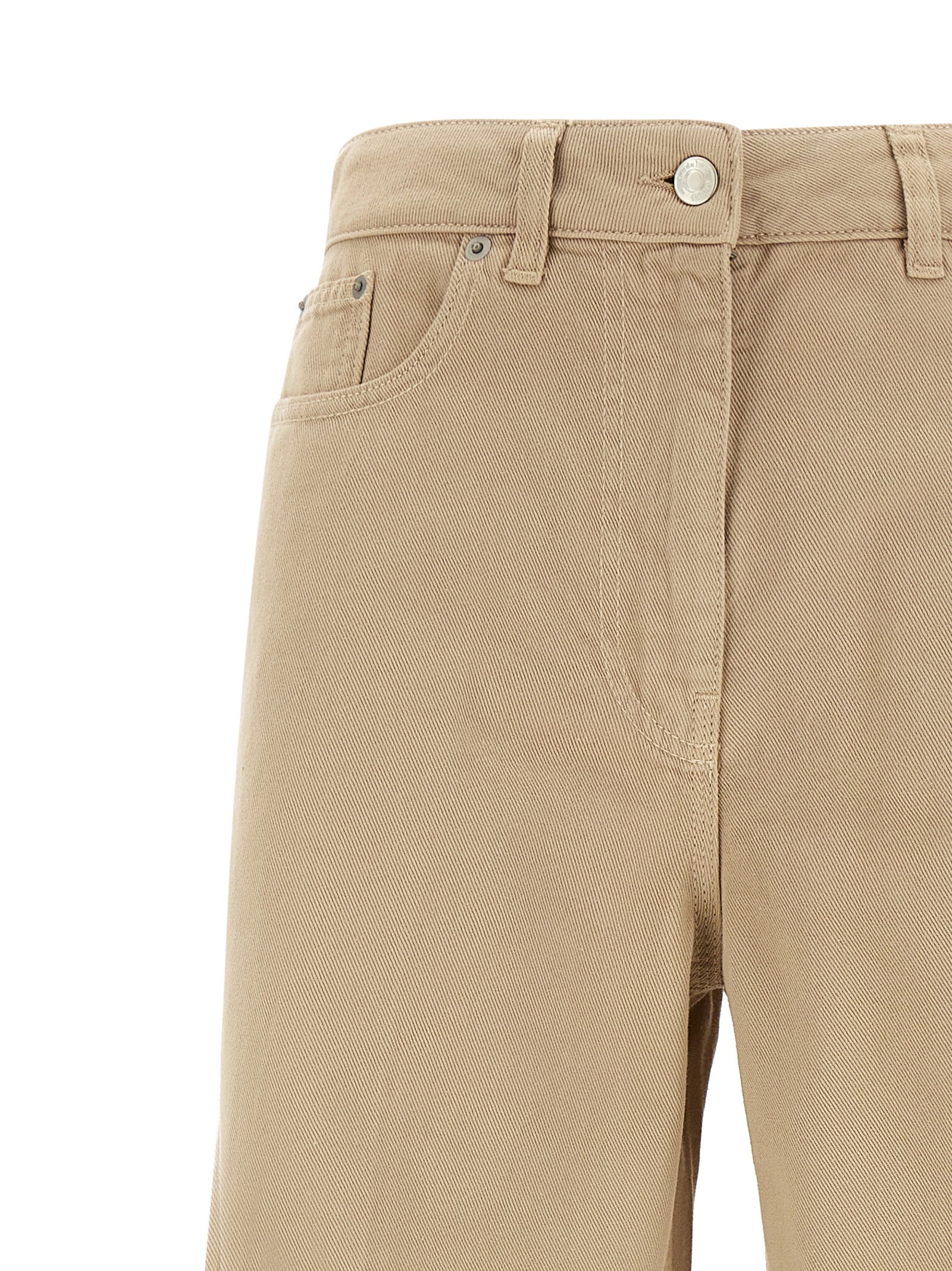 Beige Cotton Flared Pants