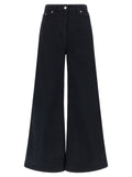 Blue Cotton Flared Pants
