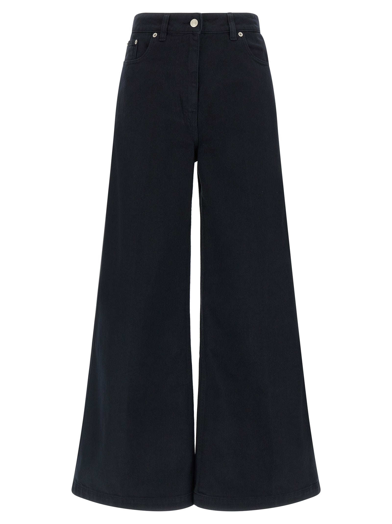 Blue Cotton Flared Pants