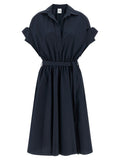 Blue Cotton Midi Dress