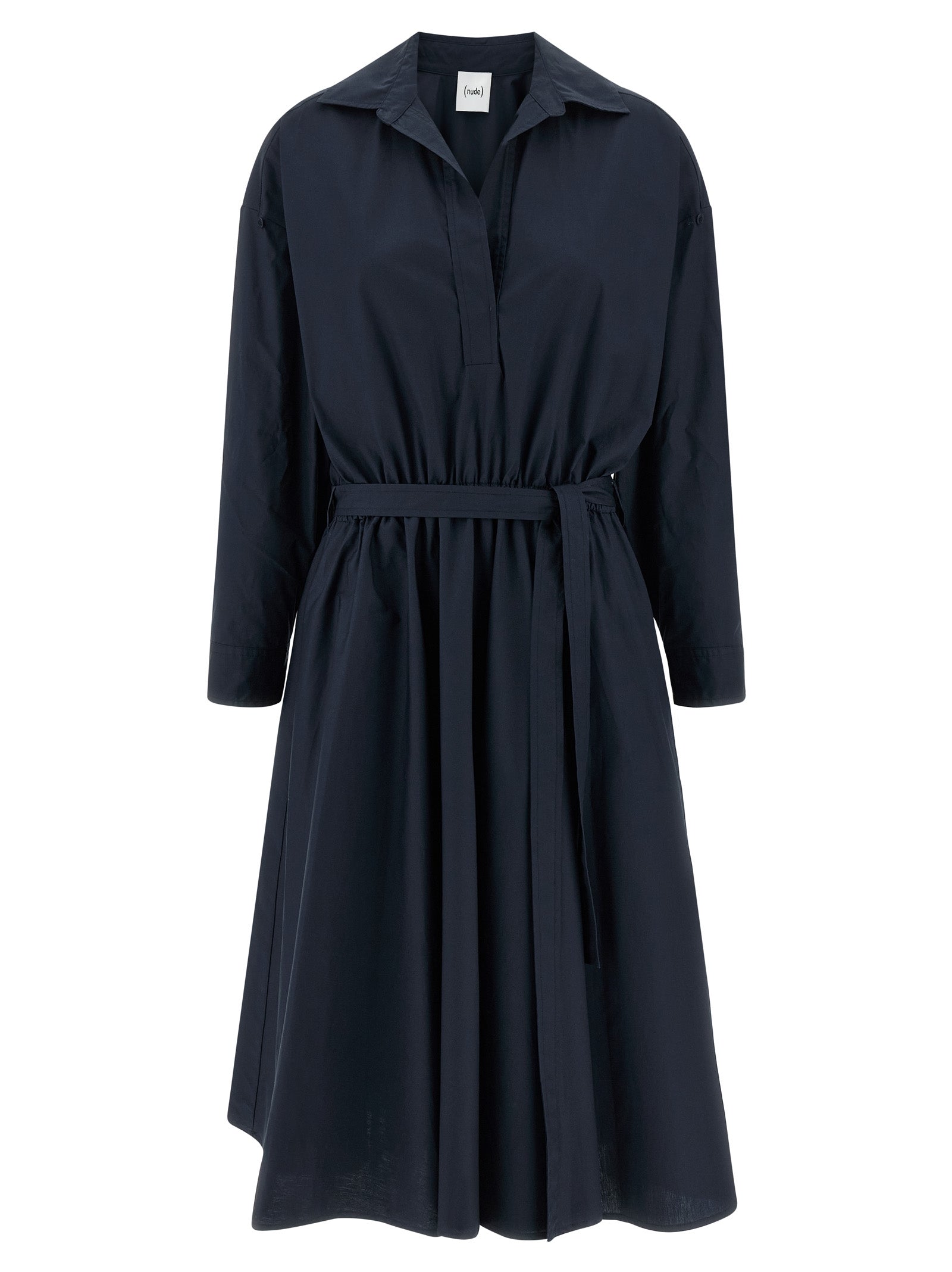 Blue Cotton Midi Dress