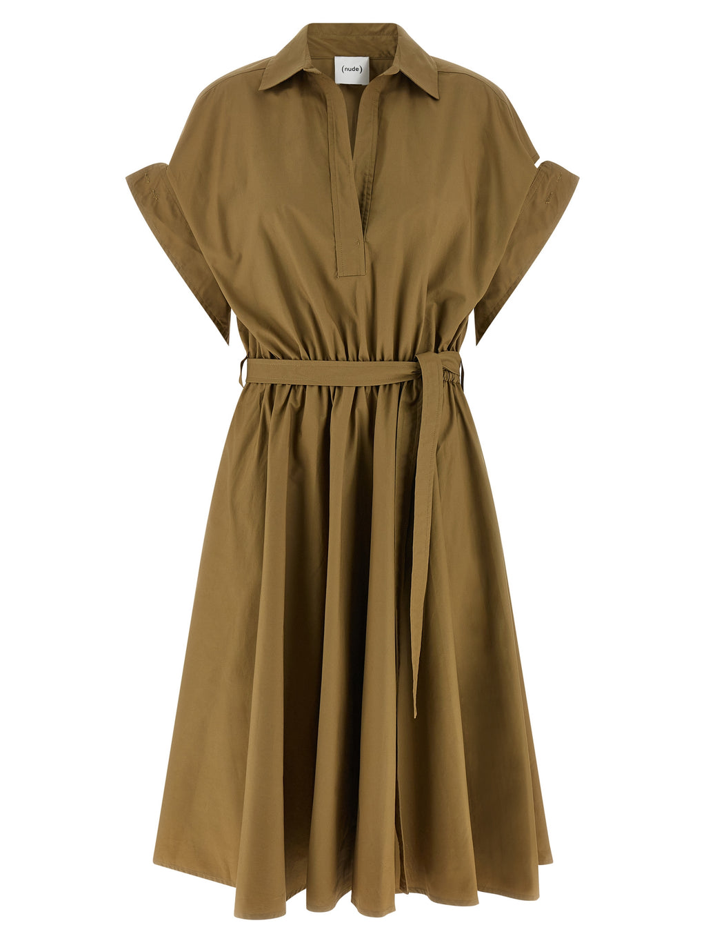 Bicolor Cotton Midi Dress