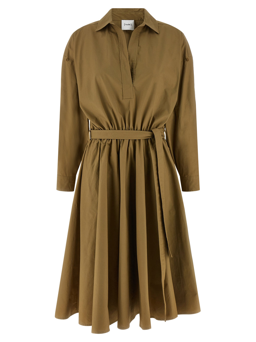 Bicolor Cotton Midi Dress