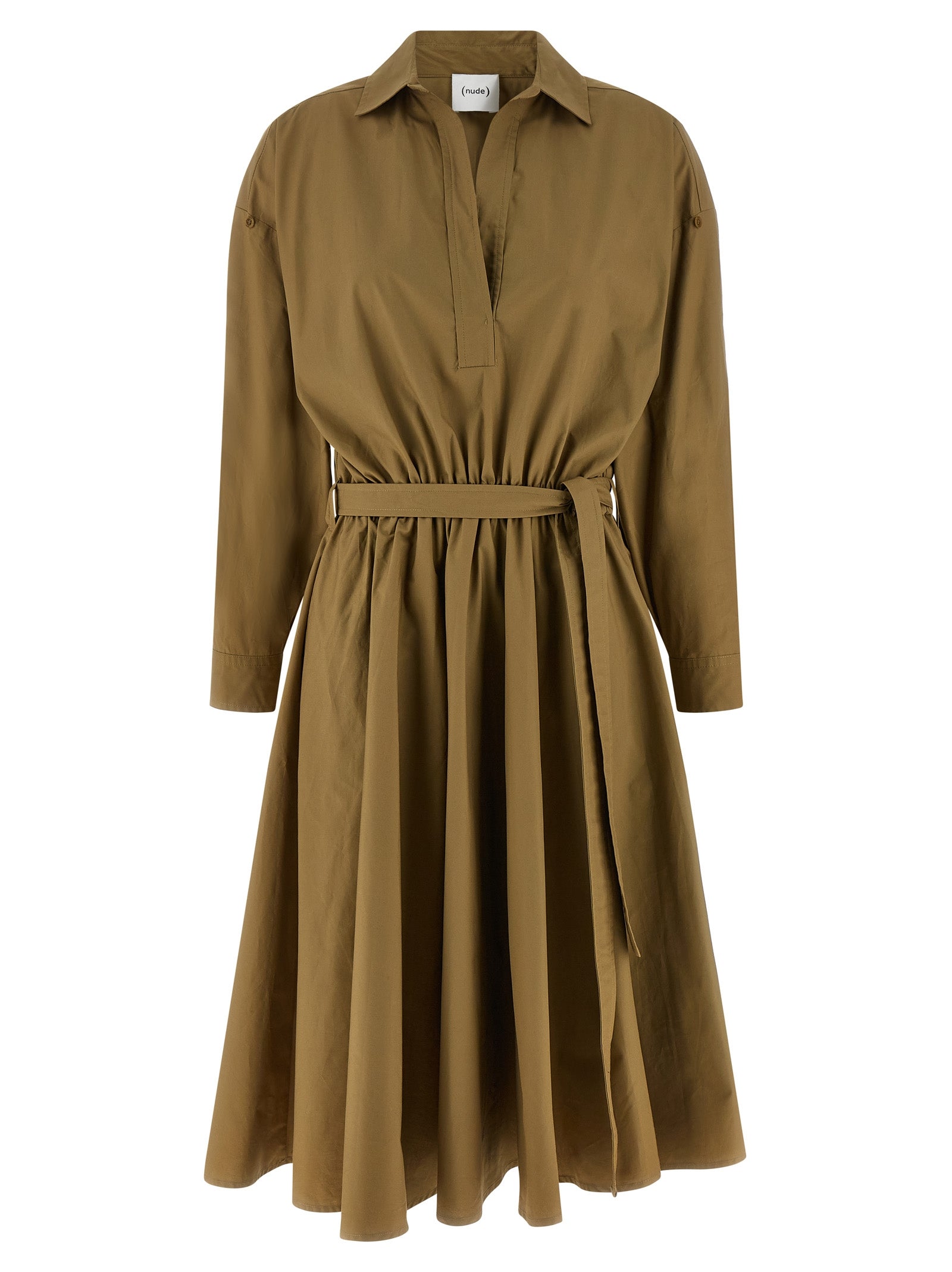 Bicolor Cotton Midi Dress
