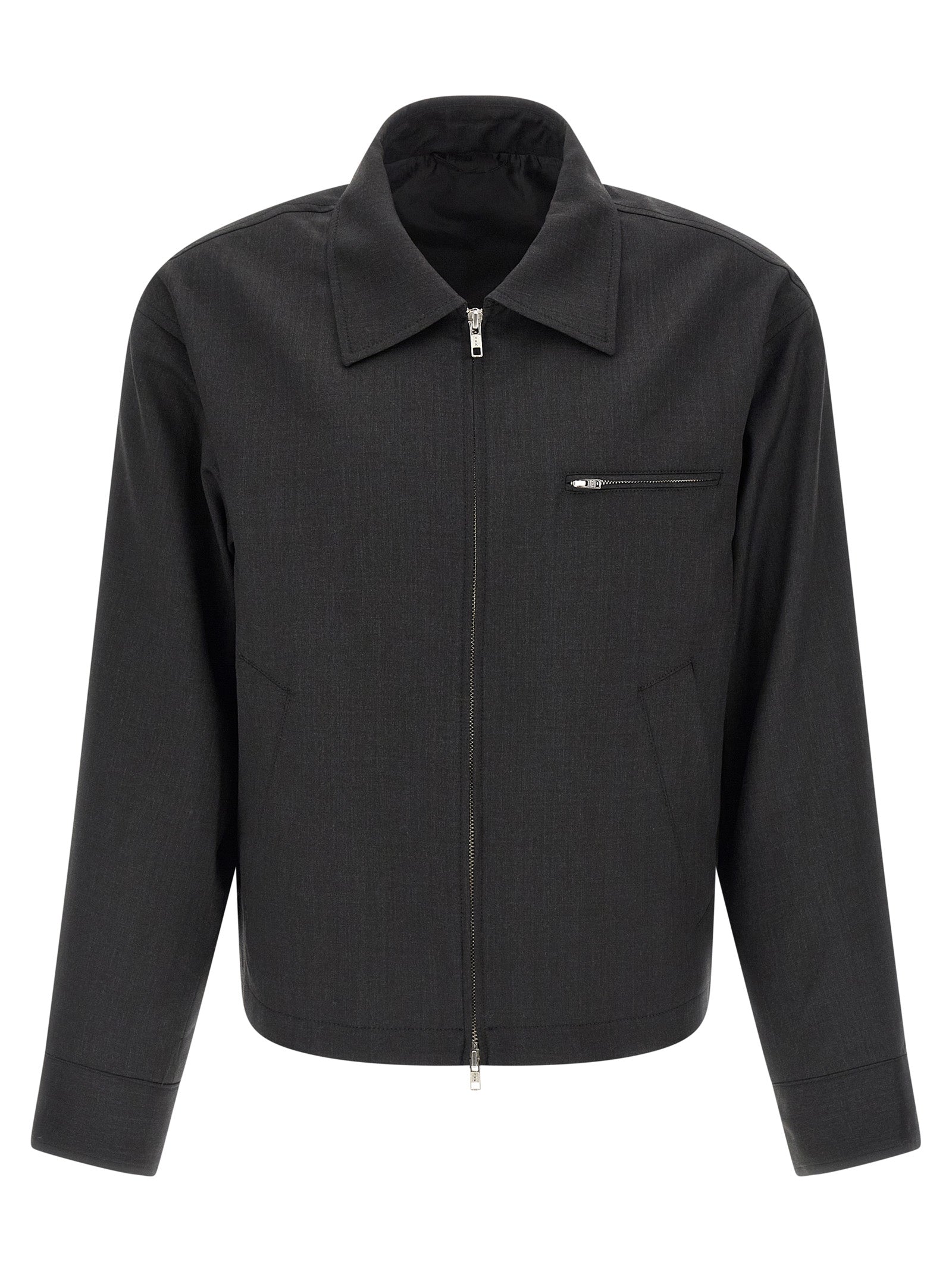 Gray Wool Full-Length Jacket