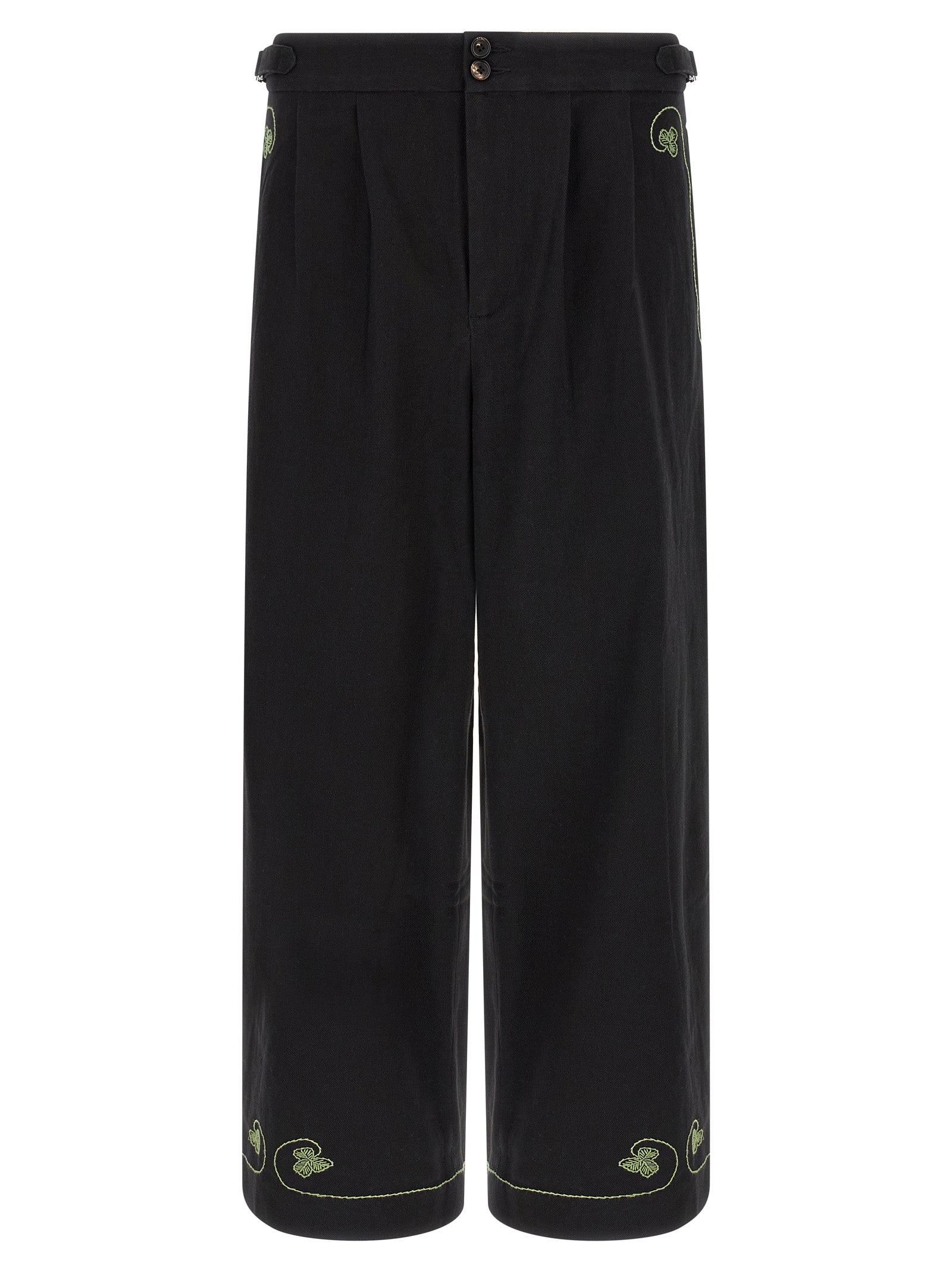 Black Cotton Casual Pants