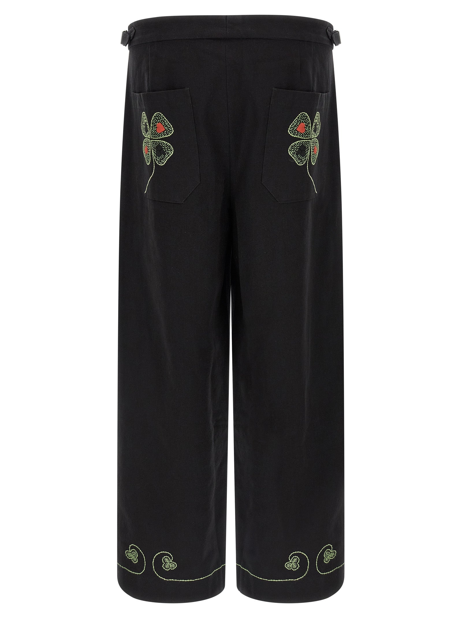 Black Cotton Casual Pants