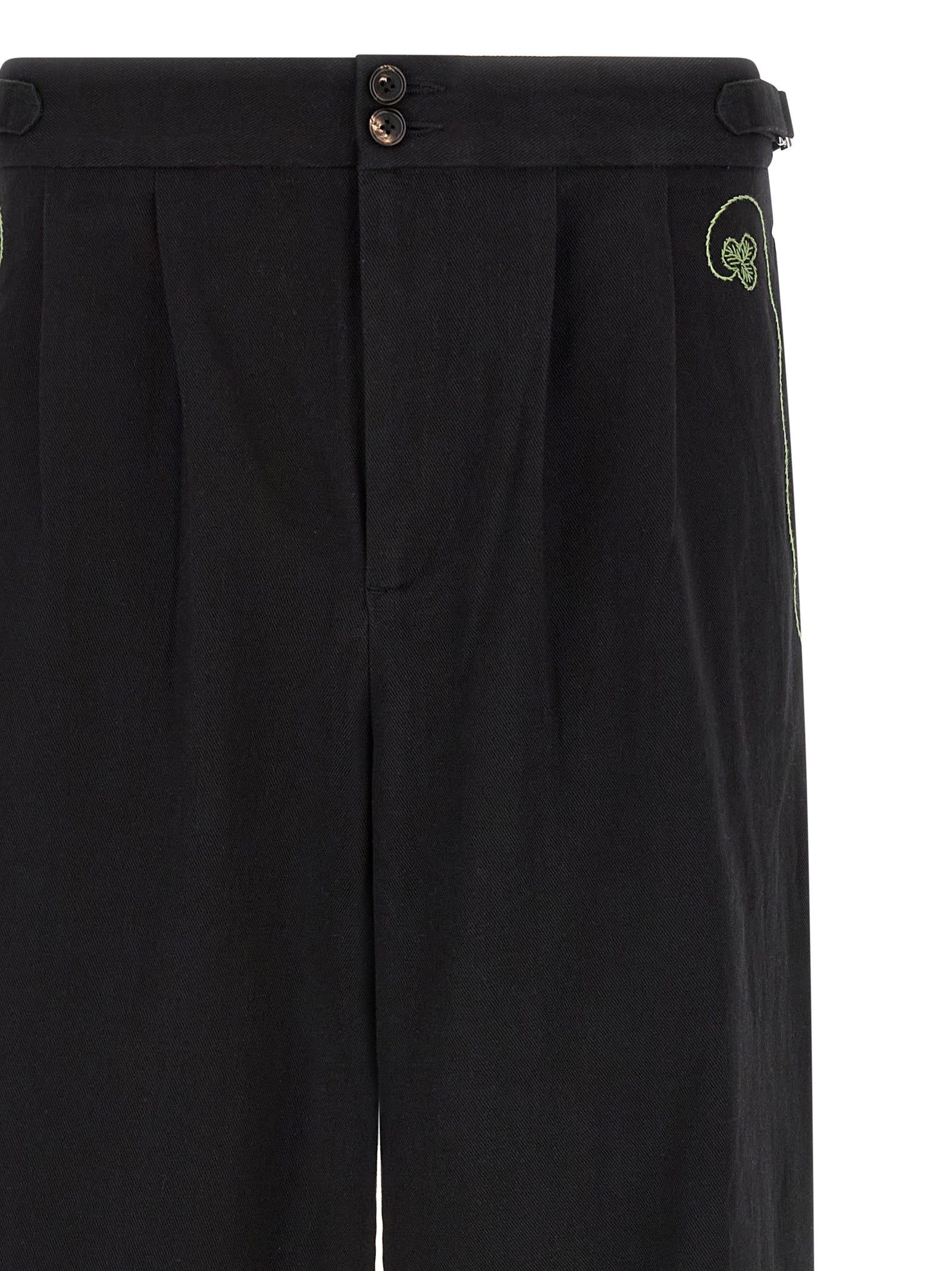 Black Cotton Casual Pants