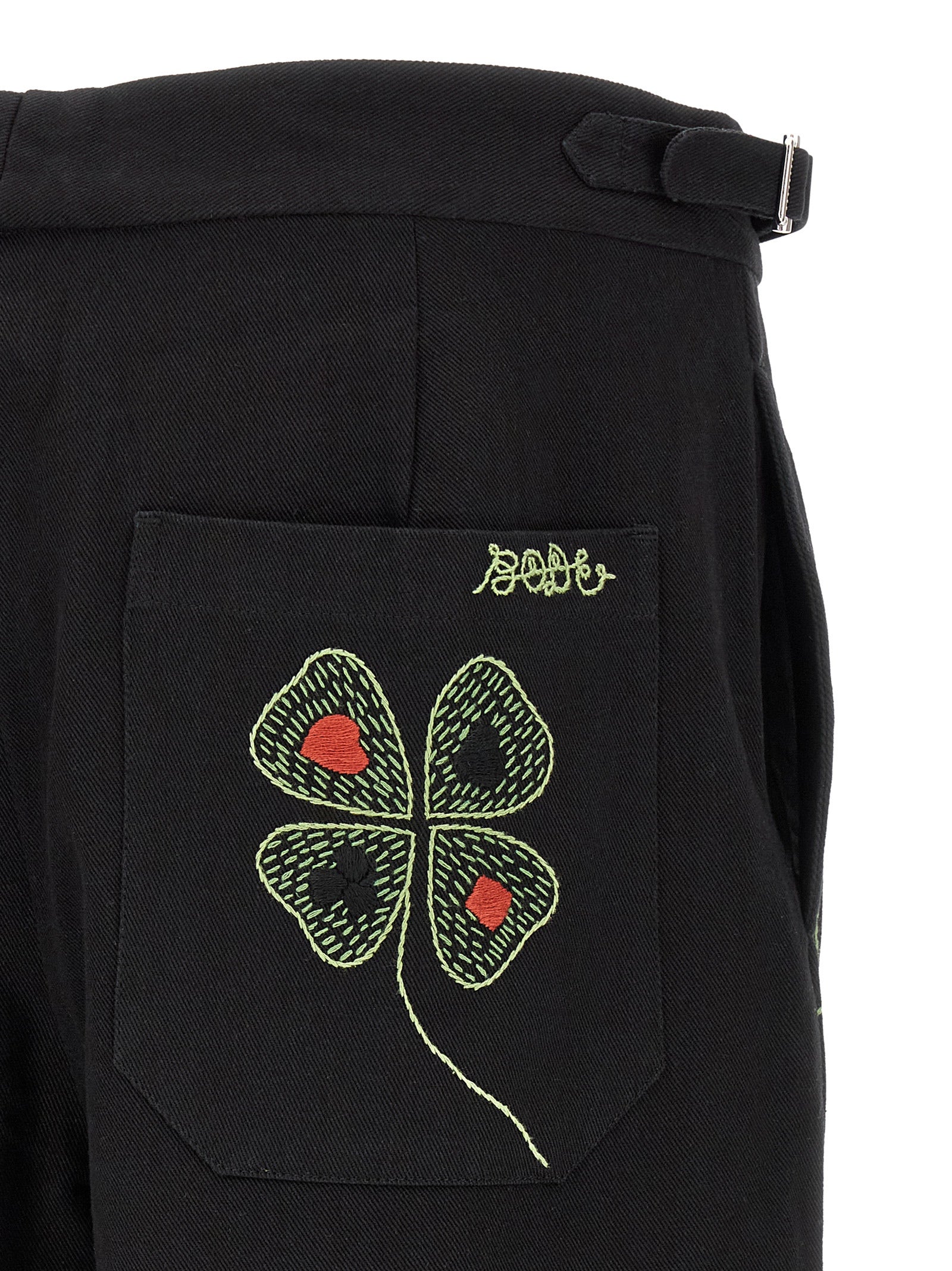 Black Cotton Casual Pants