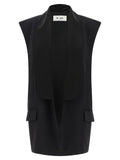 Black Viscose Sleeveless Jacket