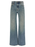 Blue Cotton Flared Jeans